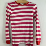Size 7: Mini Boden Pink White Striped 2pc PJs