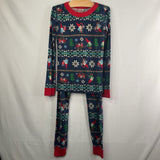 Size 8 (130): Hanna Andersson Blue Holiday Gnomes 2pc PJs