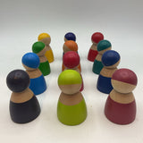 Wooden Montessori Waldorf 12pc Rainbow Dolls Pretend Play