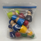 Wooden Montessori Waldorf 12pc Rainbow Dolls Pretend Play
