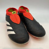 Size 2Y: Adidas Black/White/Orange Slip On Soccer Cleats