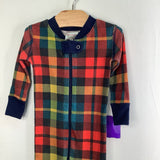 Size 6-12m (70): Hanna Andersson Blue/Multi Plaid 1pc PJs