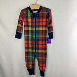 Size 6-12m (70): Hanna Andersson Blue/Multi Plaid 1pc PJs