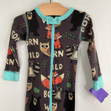 Size 6m: Lazy One Black/Multi Animals 1pc Zip-Up PJs