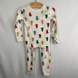 Size 3 (90): Hanna Andersson White/Multi Trees Holiday 2pc Pjs