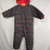 Size 18-24m (80): Hanna Andersson Navy/Multi Floral Fleece-Lined Puffer Bunting