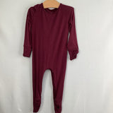 Size 3-6m: Little Sleepies Maroon Zip Up 1pc Footy Pjs