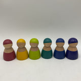 Wooden Rainbow Montessori Dolls - 6pcs