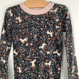 Size 6-7: Hanna Andersson Blue Black Brown Unicorn 2pc Pjs