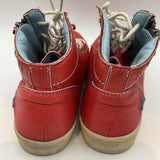 Size 4 - 4.5Y: Cloud Footwear Red Soft Leather Lace Up Side Zip Ankle Shoes