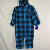 Size 6-12m: Columbia Blue Black Plaid Fleece Bunting