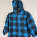 Size 6-12m: Columbia Blue Black Plaid Fleece Bunting