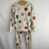 Size 4 (100): Hanna Andersson Cream Red Blue Pink Creatures 2pc Pjs
