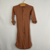 Size 0-3m: Goumi Tan Zip Up 1pc Footy Pjs
