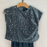 Size 9: Zara Blue Sequin Cozy Short Sleeve Romper