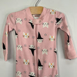 Size 2 (85): Hanna Andersson Pink/White Witch Cat Organic Cotton 1pc PJs