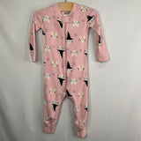 Size 2 (85): Hanna Andersson Pink/White Witch Cat Organic Cotton 1pc PJs
