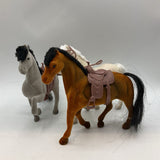 Flocked Toy Horses 3pc w/ Accessories