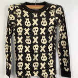 Size 8 (130): Hanna Andersson Black/White Skulls 2pc Pjs