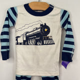 Size 2 (85): Hanna Andersson x Polar Express Blue/Navy Striped 2pc Holiday PJs