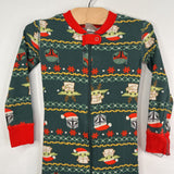 Size 3 (90): Hanna Andersson x Star Wars Green/Mult Grogu Zip-Up 1pc Holiday PJs