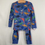 Size 3 (90): Hanna Andersson Blue/Multi Dinosaur 2pc PJs