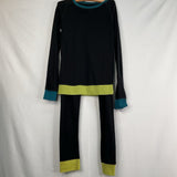 Size 9-10: Mountain Warehouse Merino Wool Black/Blue Base Layer 2pc Set
