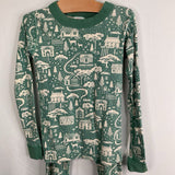Size 6-7 (120): Hanna Andersson Green/White Nieghborhood 2pc PJs