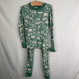Size 6-7 (120): Hanna Andersson Green/White Nieghborhood 2pc PJs