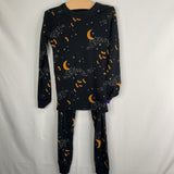 Size 6-7 (120): Hanna Andersson Black/Yellow Moon/Bats 2pc PJs