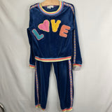 Size 6: Truly Me Blue Velour Pullover Sweatshirt/Cozy Pants 2pc Set