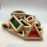 Assorted Multicolor Acrylic Window Wooden Building Blocks 24pc