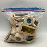 Assorted Multicolor Acrylic Window Wooden Building Blocks 24pc