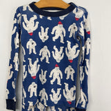 Size 6-7 (120): Hanna Andersson Blue White Yeti 2pc Pjs