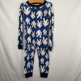 Size 6-7 (120): Hanna Andersson Blue White Yeti 2pc Pjs