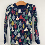 Size 6-7 (120): Hanna Andersson Navy Green Holiday Trees 2pc Pjs
