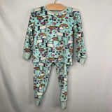 Size 3-4: Dunnes Store Blue Unicorn Fleece 2pc Pjs