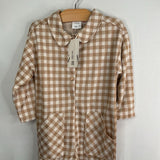Size 3-4: Zara Beige/White Gingham Collared Long Sleeve Romper NEW w/Tag