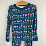 Size 5 (110): Hanna Andersson Blue Pink Tulips 2pc Pjs