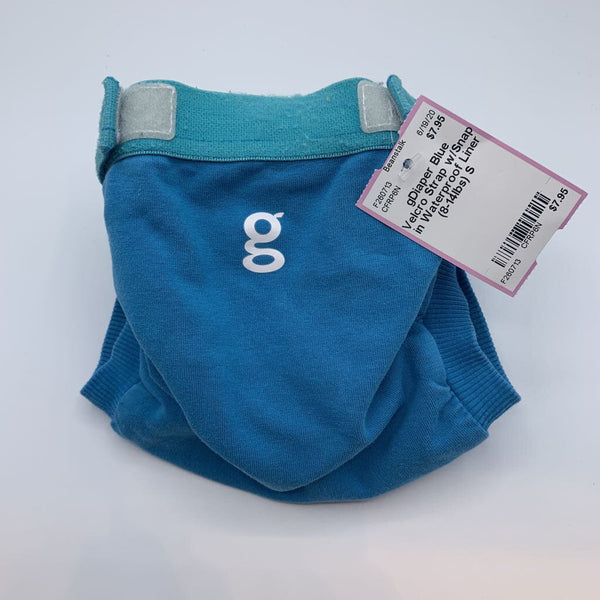 gDiaper Blue Velcro Strap w/Snap in Waterproof Liner (8-14lbs)