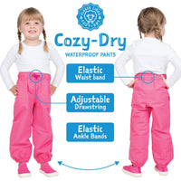 Size 8: Jan & Jul Watermelon Pink Cozy-Dry (Fleece Lined) Rain Pants NEW