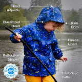 Size 3: Jan & Jul BEAR Cozy Dry Waterproof Fleece Lined Zip Up Raincoat NEW