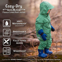 Size 3: Jan & Jul BEAR Cozy Dry Waterproof Fleece Lined Zip Up Raincoat NEW