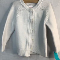 Size 3 (90): Hanna Andersson White Knit Button-Up Cardigan