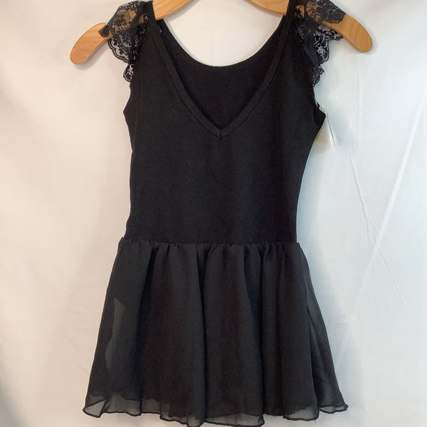 Size 14-16 (160): Zaclotre Black Lace Shoulder Leotard/Skirt