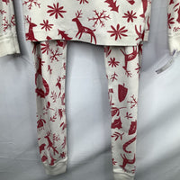 Size 8: Hanna Anderson 2pc White Red Holiday Pattern Pjs