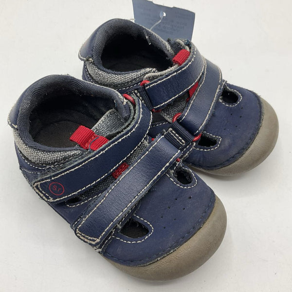 Size 4: Stride Rite Navy/Red/Grey Velcro Strap Sandals