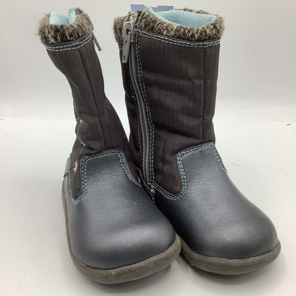 Size 5: See Kai Run Grey/White/Blue Waterproof Zip-Up Boots