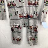 Size 3: Hanna Anderson 2pc Grey Holiday Train Pattern Pjs