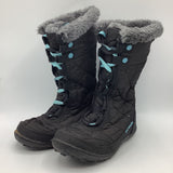 Size 1Y: Columbia Black/Blue Faux Fur Lined Lace-Up Snow Boots